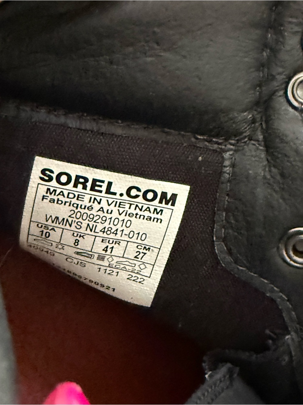Sorel Lennox Waterproof Black Leather Hiking Boots with Red-Trim Laces-Size 10 - Picture 13 of 14